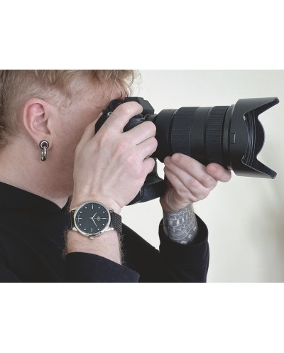 Prabangus juodas klasikinis 45 mm laikrodis nuotrauka 3