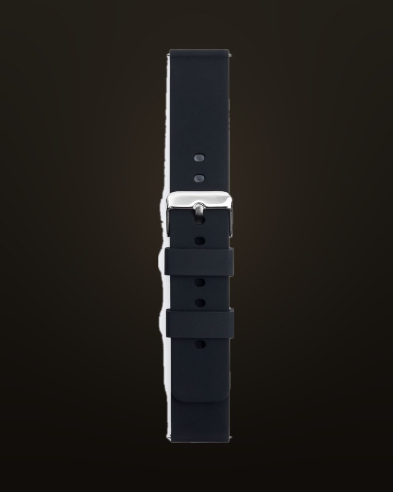 Juodos spalvos silikoninė apyrankė laikrodžiams, 22 mm